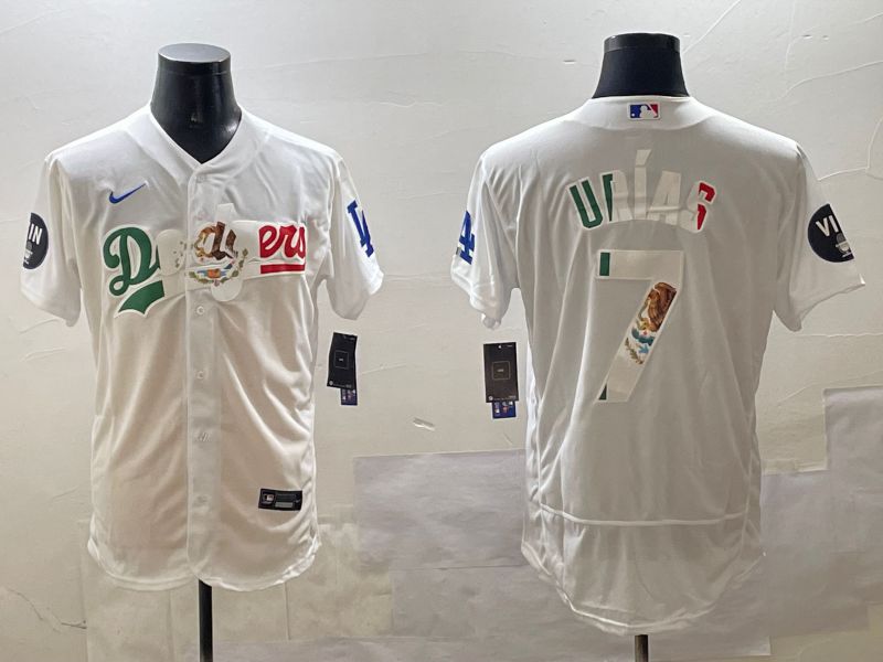 Men Los Angeles Dodgers #7 Urias White Mexico Elite 2025 Nike MLB Jersey style 1->los angeles dodgers->MLB Jersey